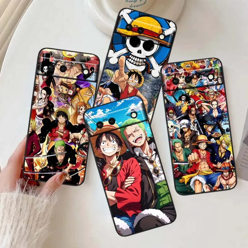 

One Piece Anime Luffy Phone Case For Google Pixel 10 9a 9 8A 8 7 7A 6 6A Pro XL 2024 5G Black Soft TPU Silicone