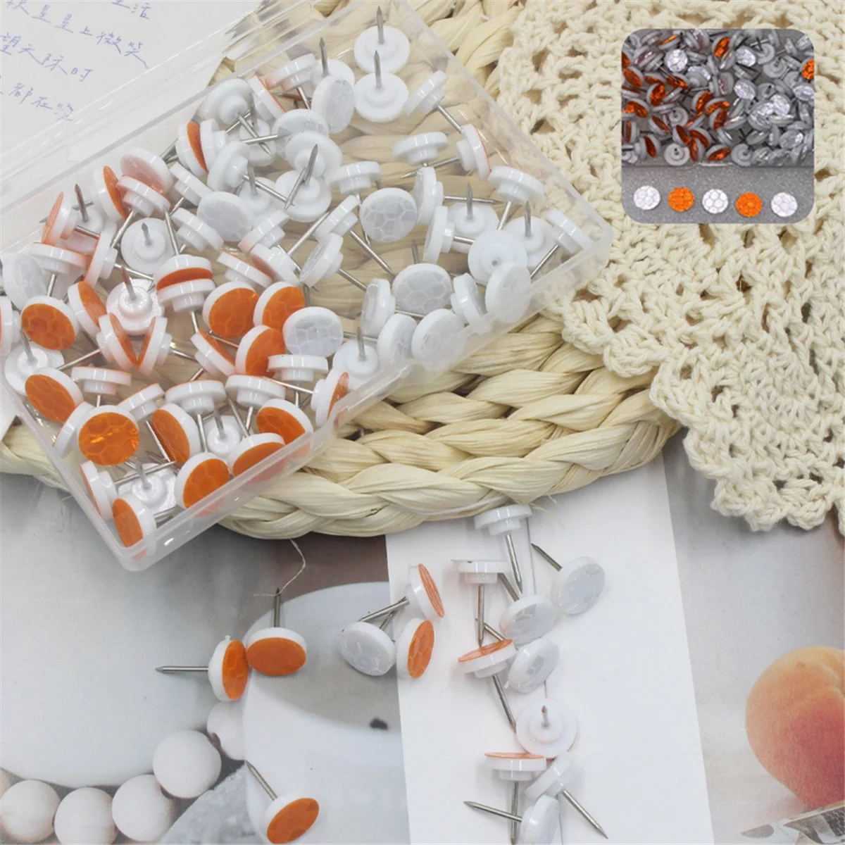 

A50P-100pcs Reflective Tacks for Trail Marking, Reflective Trail Tacks Thumb Tacks Tree Markers for Camping Hiking