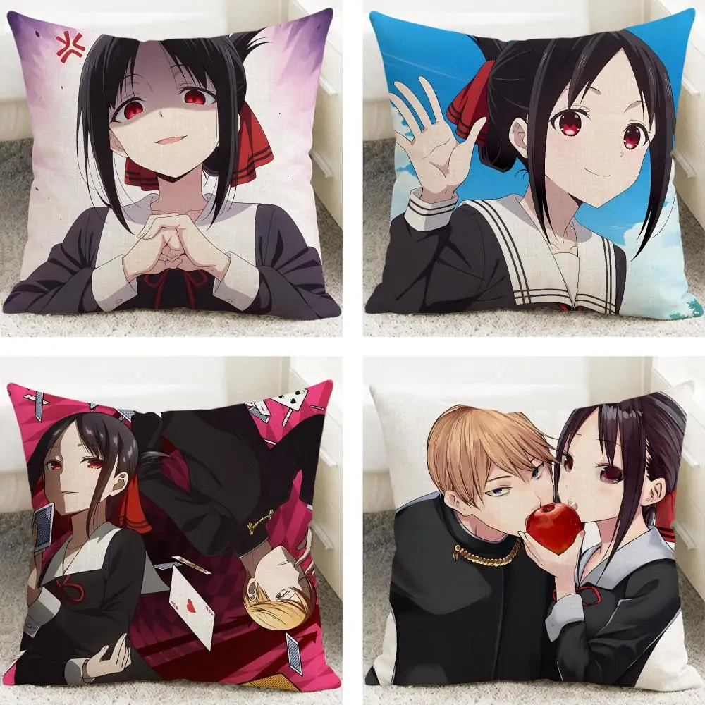 Anime Kaguya sama Love Is War Cushion Cover Cushion Covers Natural Linen Breathable Sofa Bedroom Decor Pillowcase