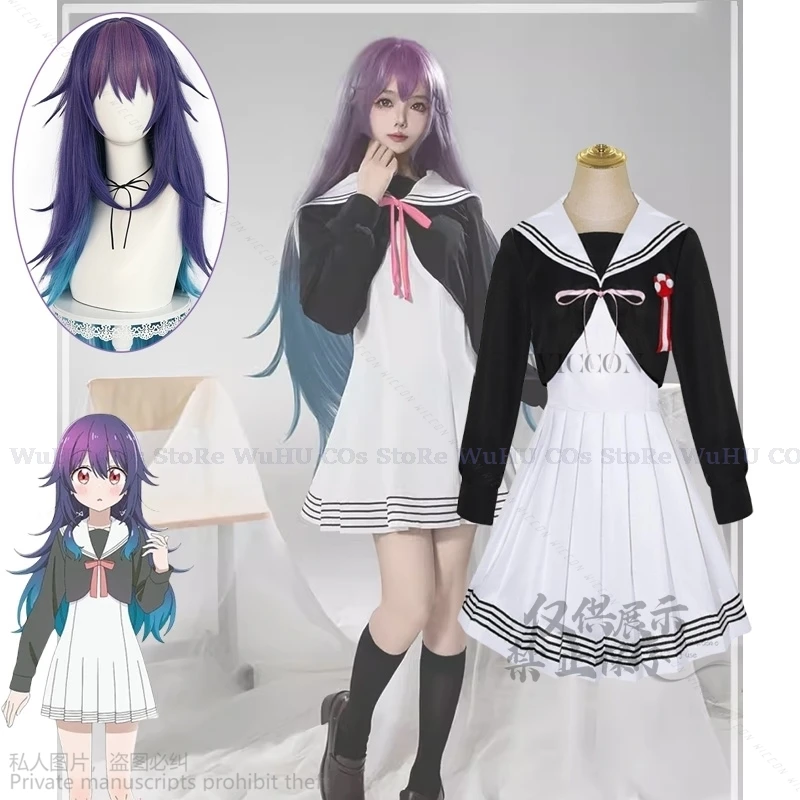 

Anime Hoshikuzu Telepath Cosplay Konohoshi Umika Jk School Uniform Cos Costume Dress Blue Purple Long Hair Halloween Party Cos