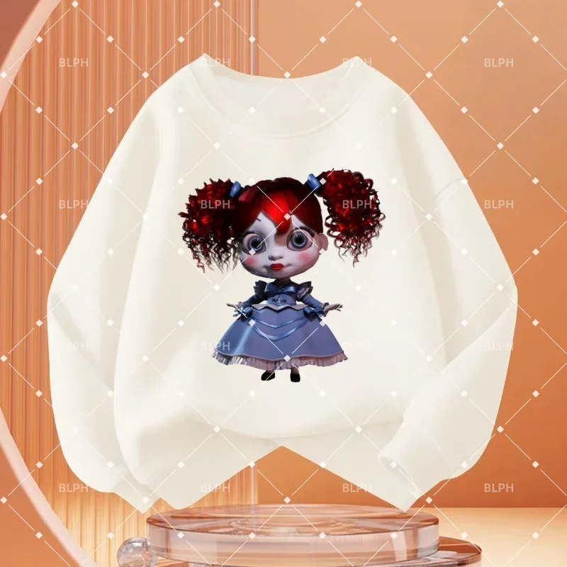 

Детская толстовка с круглым вырезом Poppy Playtime Doll, топ с длинными рукавами и принтом мультяшной куклы
