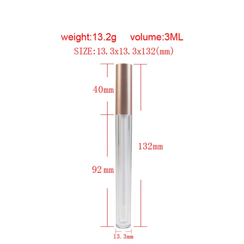 빈 립 글로스 튜브, 플라스틱 리필 가능한 병, 액체 립스틱 용기, 립글로스 샘플 병, 여행 튜브, 3ml, 100 개