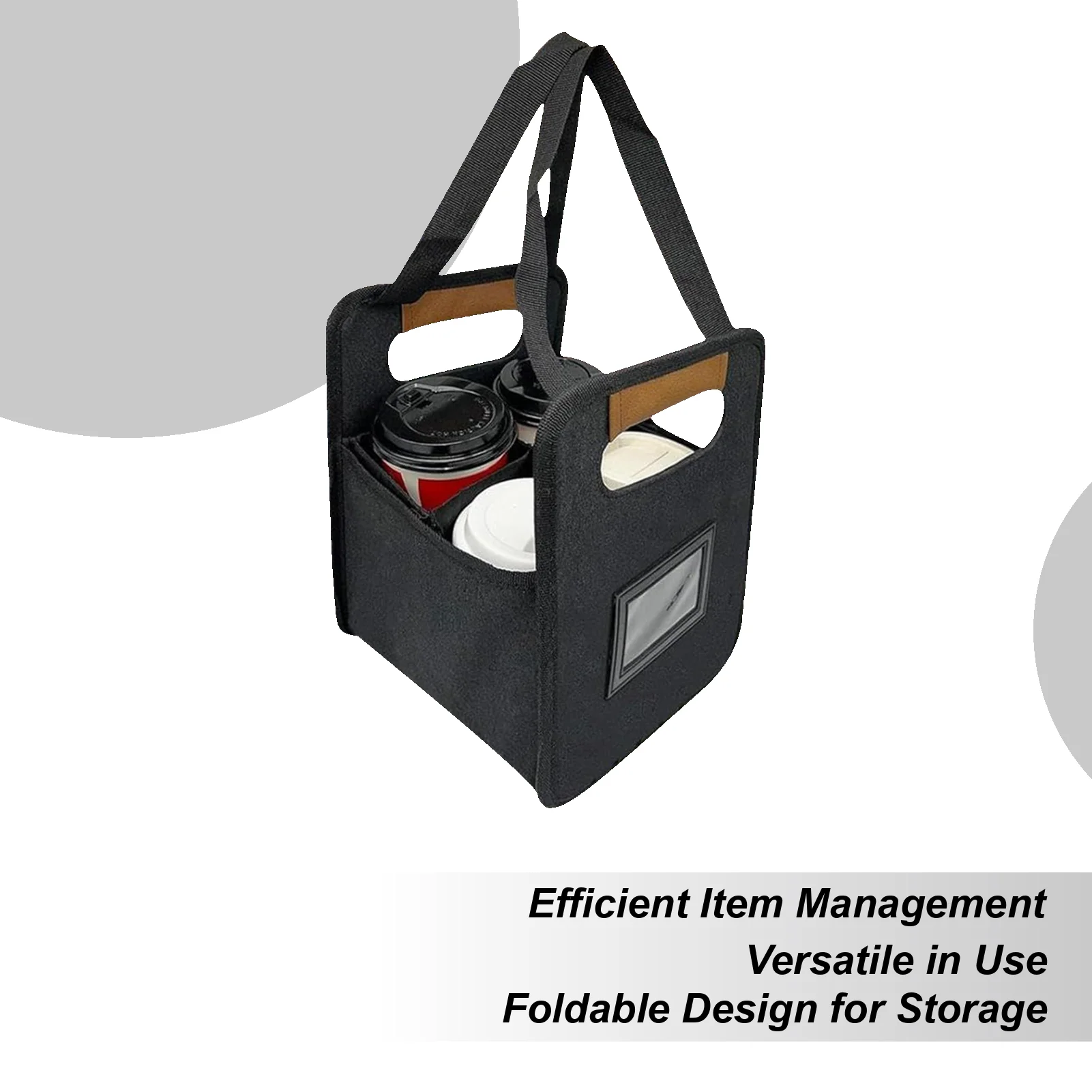 Drink Carrier With Handle Foldable Drink Cup Holder Reusable Beverage Rack 4-Cup Tray With Adjustable Dividers For Car Sports