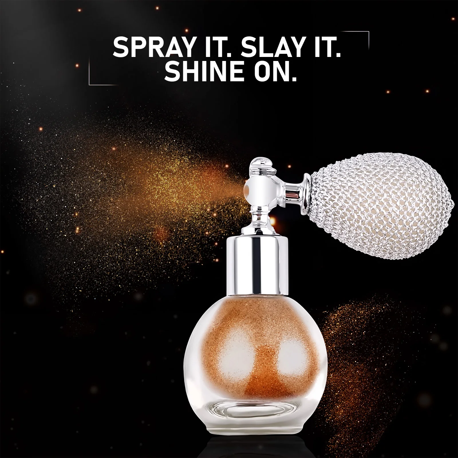 フェイスボディグリッタースプレーハイライターパウダーダイヤモンド高光沢スプレーボトルフラッシュエアバッグパウダーホワイトブロンズイルミネーターメイクアップ