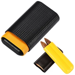 Leather Cigar Case Travel Humidor Holder Portable 3 Tubes Mini Cigar Humidor Box Smoking Gadgets Cigars Accessories