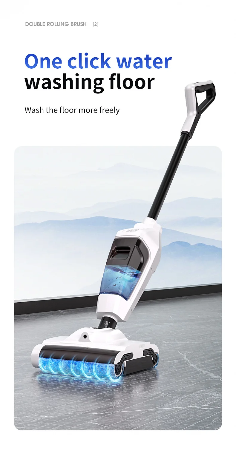 Para el hogar, fregona inteligente inalámbrica en seco y húmedo, succión de 5500pa, autolimpieza de 1 Min, tanque de agua doble grande