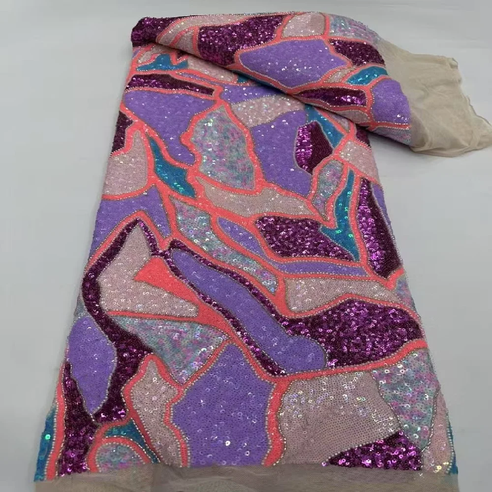 

Роскошное кружево с блестками в африканском стиле 2026, высокое качество, тяжелые бусины, ткань с блестками, Нигерия, для вечерних платьев