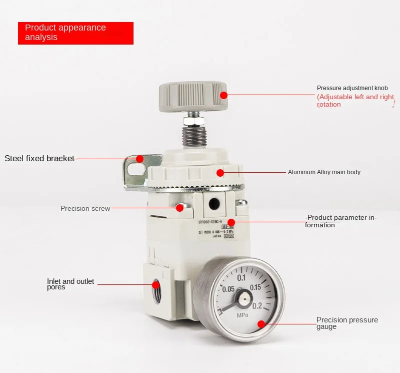 IR1000-01 Precision Pressure Regulating Valve IR2010-02 Pressure Reducing Valve Adjustable Ir3000 Pneumatic Flow Regulator Valve