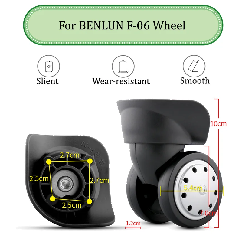 

For BENLUN F-06 Black Universal Wheel Trolley Case Wheel Replacement Luggage Pulley Sliding Casters Slient Wear-resistant Repair