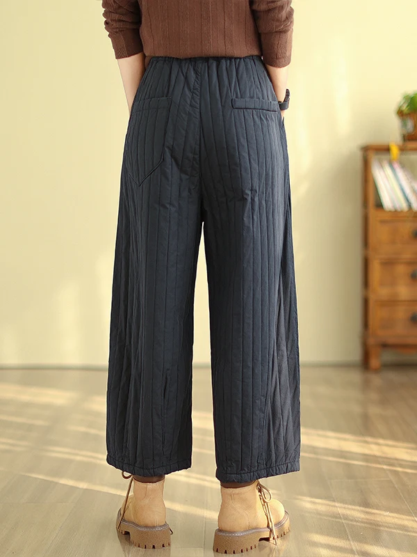Women's Outerwear Silk Cotton Wide Leg Pants Casual Commute Faion Loose Slimming Winter New Sle Thiened No Brand