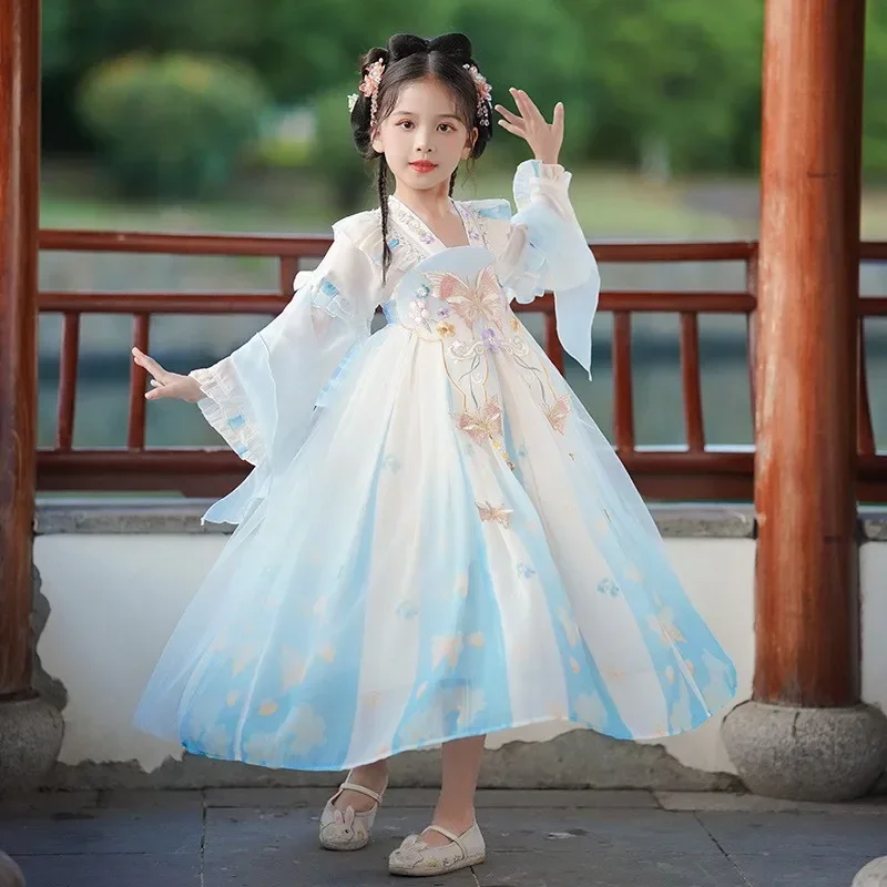 AOSHIYA 2024 New Chinese Traditional Girls Embroider Hanfu Dress Fairy Outfit For Girl Children Chinese Style Tang Photography C