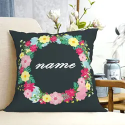 Personalised Pillow Case Custom Wreath with Name Cushion Cover Home Decor Pillow Cover Birthday Holiday Gift for Family Friends