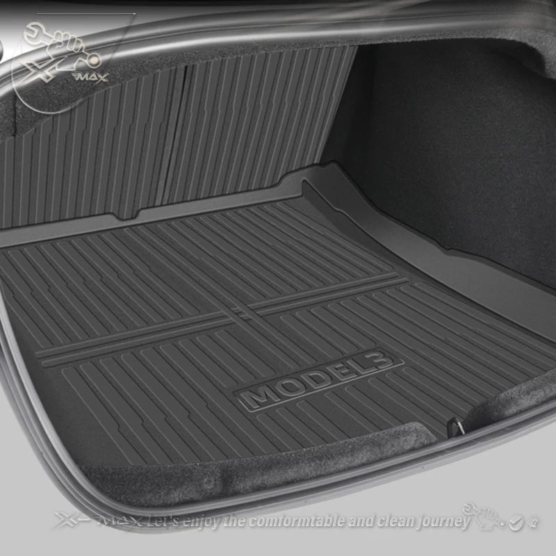 For Tesla Model 3 2023 Custom Fit Car Trunk Mat All Season Black Cargo Mat 3D Shaped Laser Measured Trunk Liners