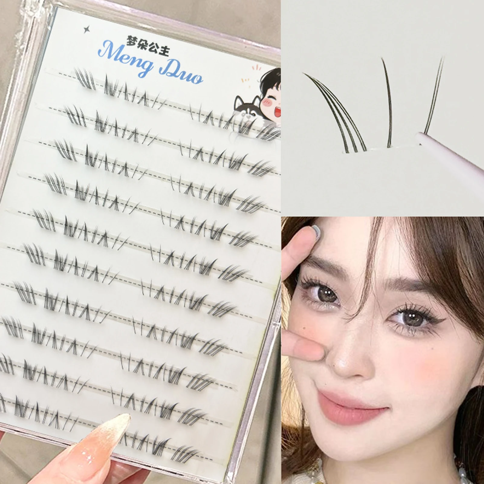 DIY Botton lash extenstions Transparent Stem Bottom Eyelashes manga Style False Lashes Black 5-7mm Mixed Length C Curl lash