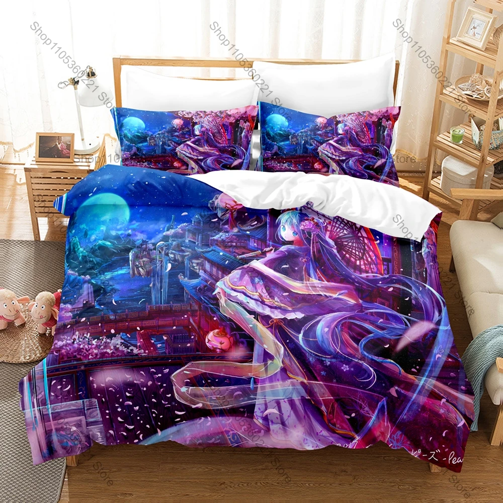 Kasane Teto Merch 3PCS Bedding Duvet Cover Hidden Zipper Pillowcases Synthesizer V AI Fan Quilt Set