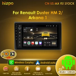 Hizpo 2Din Android 13 Auto Car Radio for Renault Duster HM 2 2020 2021 Arkana 1 2019-2021 Carplay 4G Multimedia GPS Autoradio