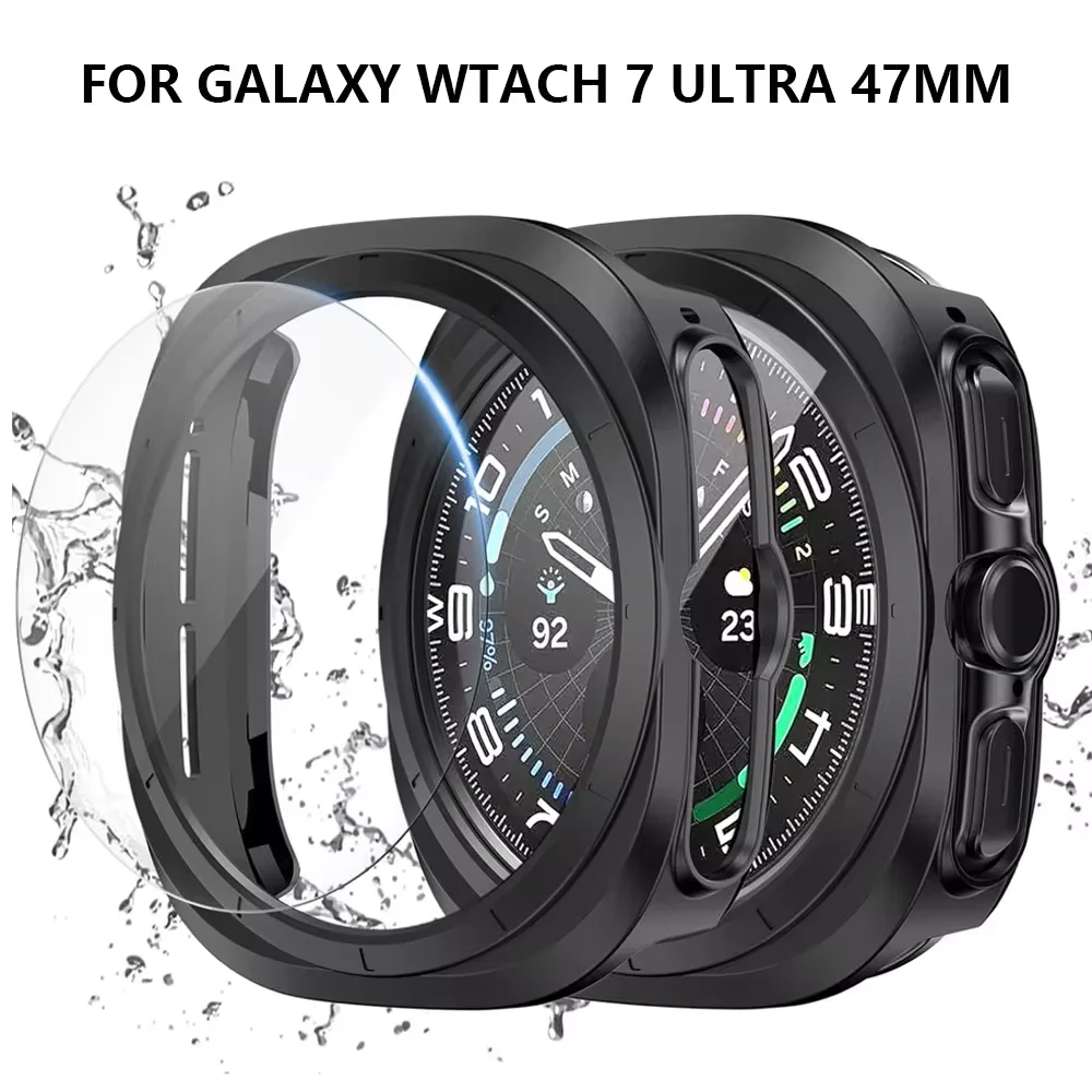 

Чехол для ПК + стекло для Samsung Galaxy Watch Ultra 47 мм, защитный экран, пленка из закаленного стекла для Galaxy Watch 7 Ultra, чехол-бампер