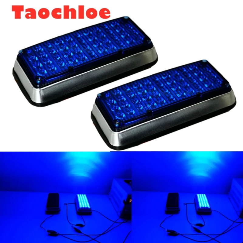 1pair 44led Blue 12v 24v led flashing strobe lights for ambulance pumper fire engines lamps police Perimeter light 180X75x35mm