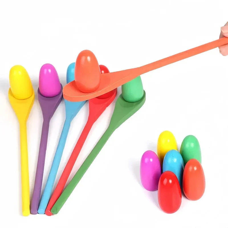 

6Pcs Montessori Early Learning Balance Training Spoon Toy Egg Race Game Wooden Balance Spoon Sense Training Outdoor Toy Gift