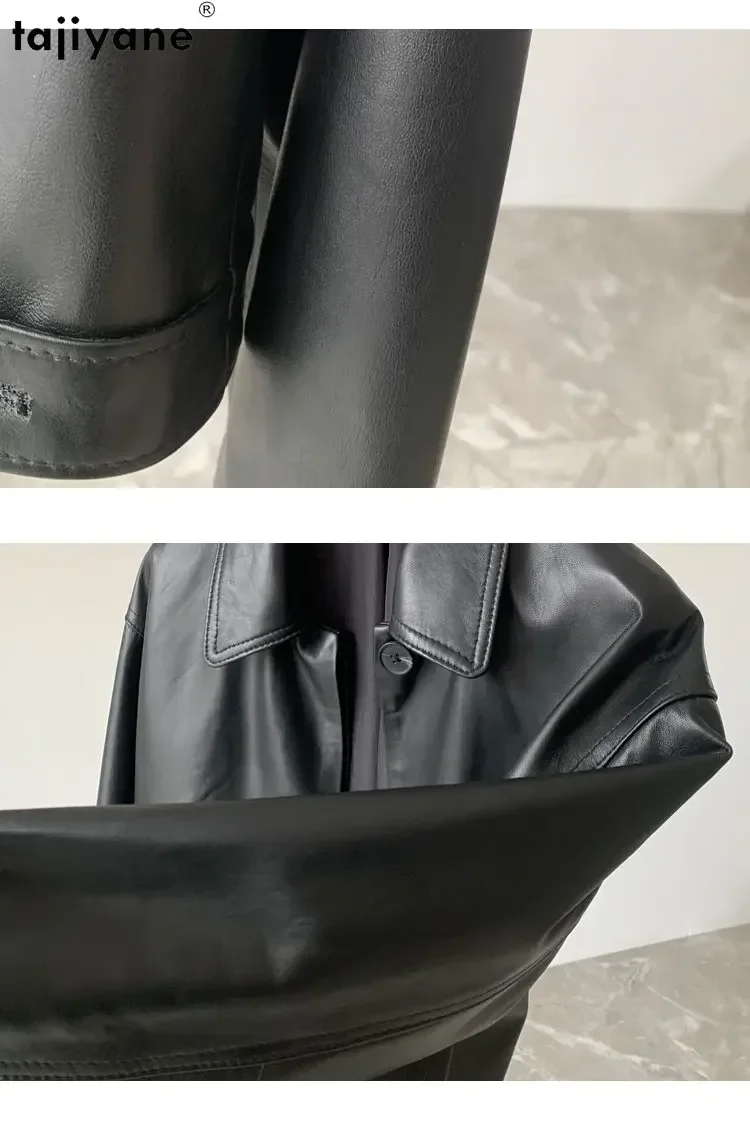 Tajiyane 23 Real Leather Jacket Women Genuine Leather Jackets Woman Single-breasted Short Sheepskin Leather Coat Square Collar