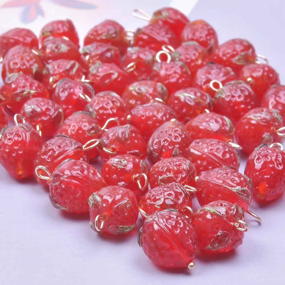 5Pcs/Lot Mix Styles Glass Fruit  Strawberry Peach Charms Diy Vegetable Eggplant Sweet Potato Pendant Jewelry Accessories Finding