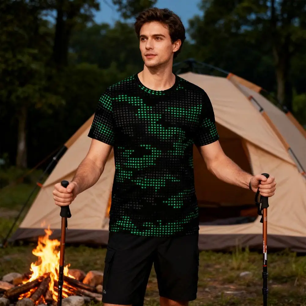 

Outdoor Camping Camouflage 3D Print T Shirt Sports Lightweight Breathable Short Sleeve T-shirts Men's Basic Round Neck Tops