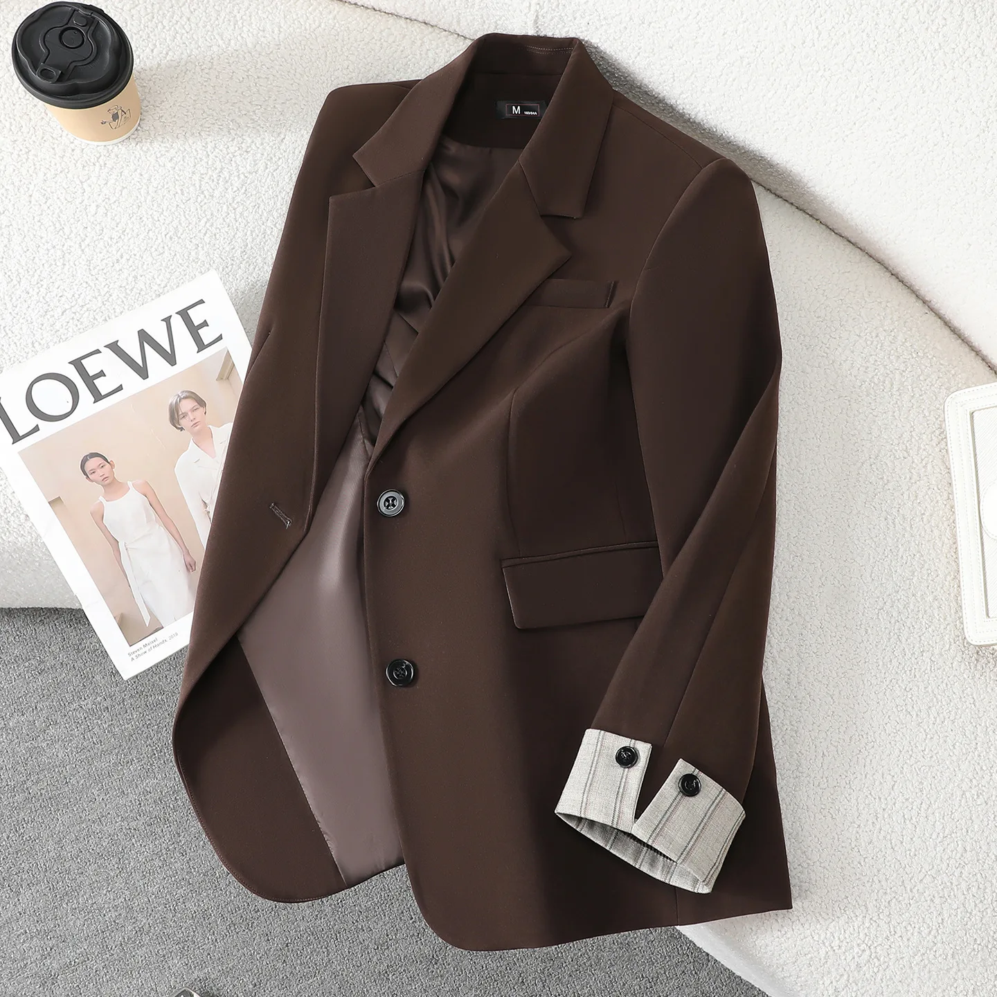 Spring Autumn Coat Women Blazers 2026 New Korean Casual Top Single-Breasted Patchwork Long-Sleeve Suit Jacket Female Outerwear