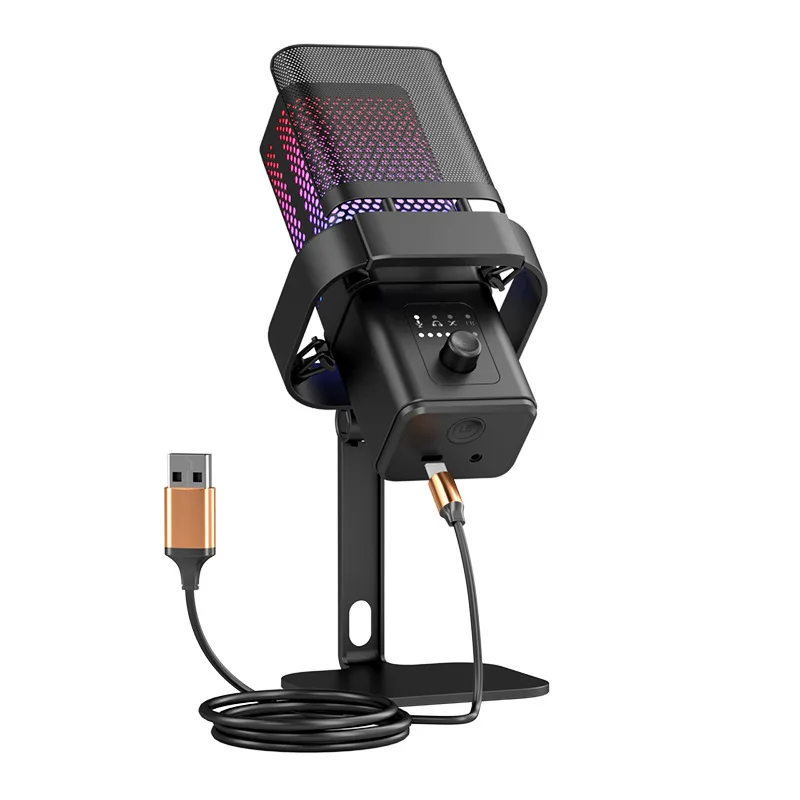 

Custom Cross-Border Hot-Selling Multi-Color Gradient USB Live Streaming Condenser Noise-Cancelling Gaming Microphone 30Hz-15kHz