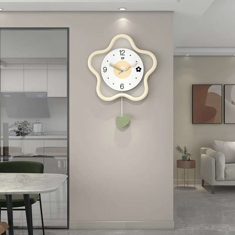 

Новые декоративные настенные часы Cream Wind для гостиной, стильные часы для ресторана, модные простые часы в современном стиле, популярные в интернете.