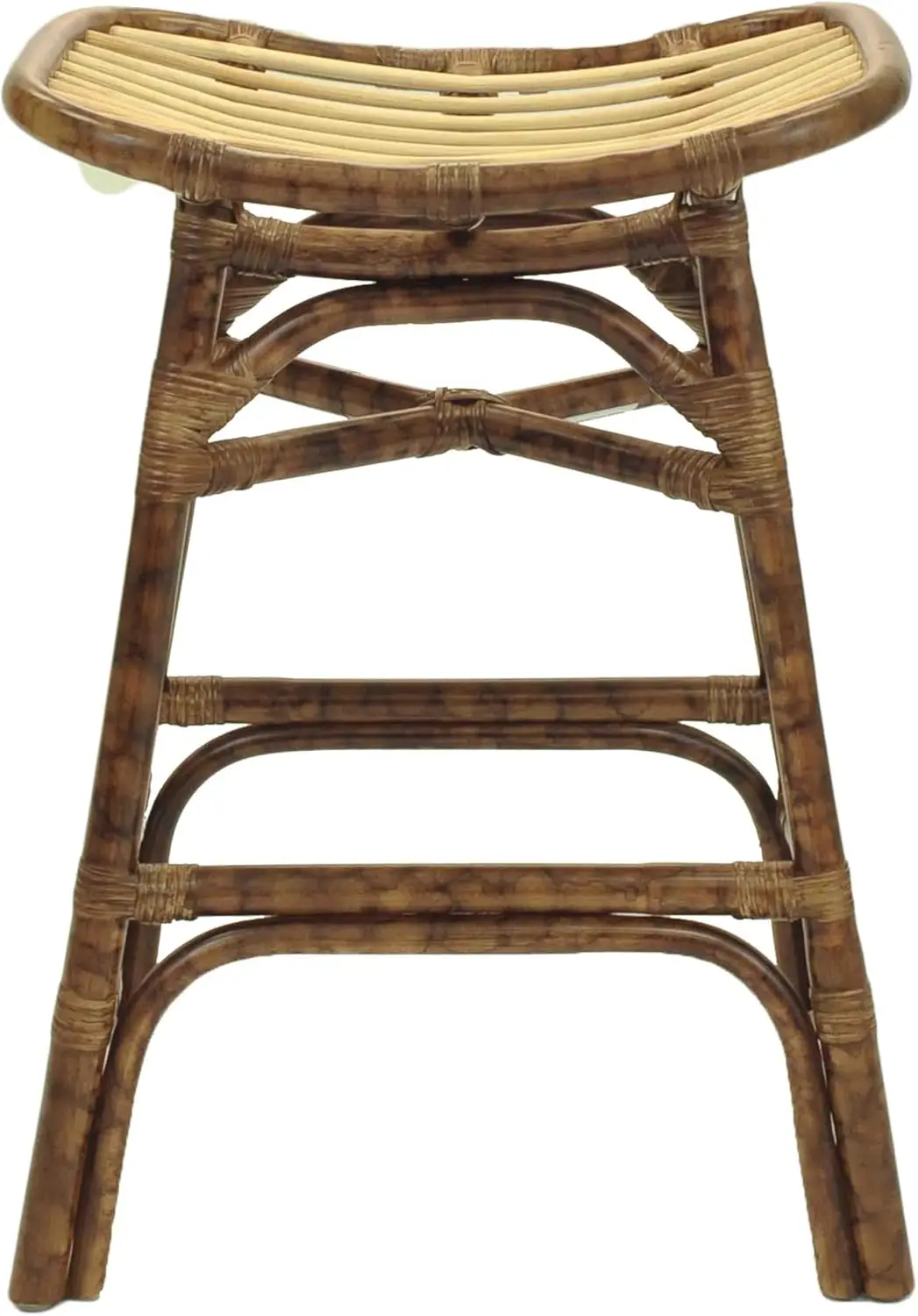 New Pacific Direct Beyla Rattan Backless  Counter Bar & Counter Stools, Marble Brown