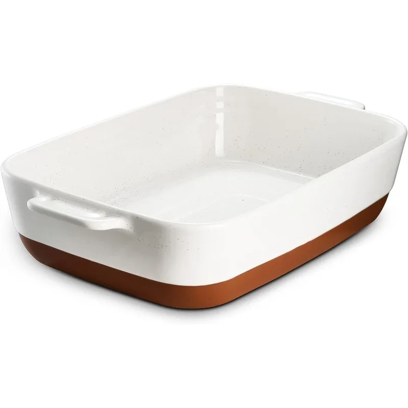 

Deep Lasagna Pan, Large Casserole Dish with Handles,Durable and Oven Safe Pan, for Roasting and Baking, Alabaster White