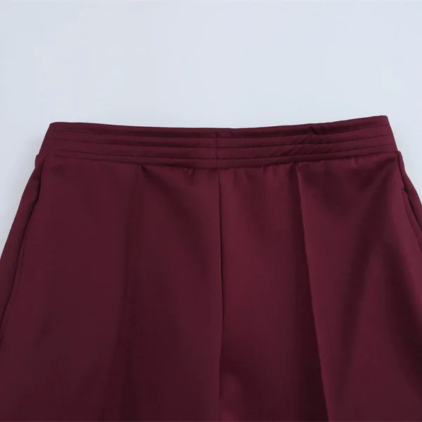 جديد سستة تقليم عالية الخصر فضفاض ثنى السراويل المستقيمة عارضة السراويل النسائية