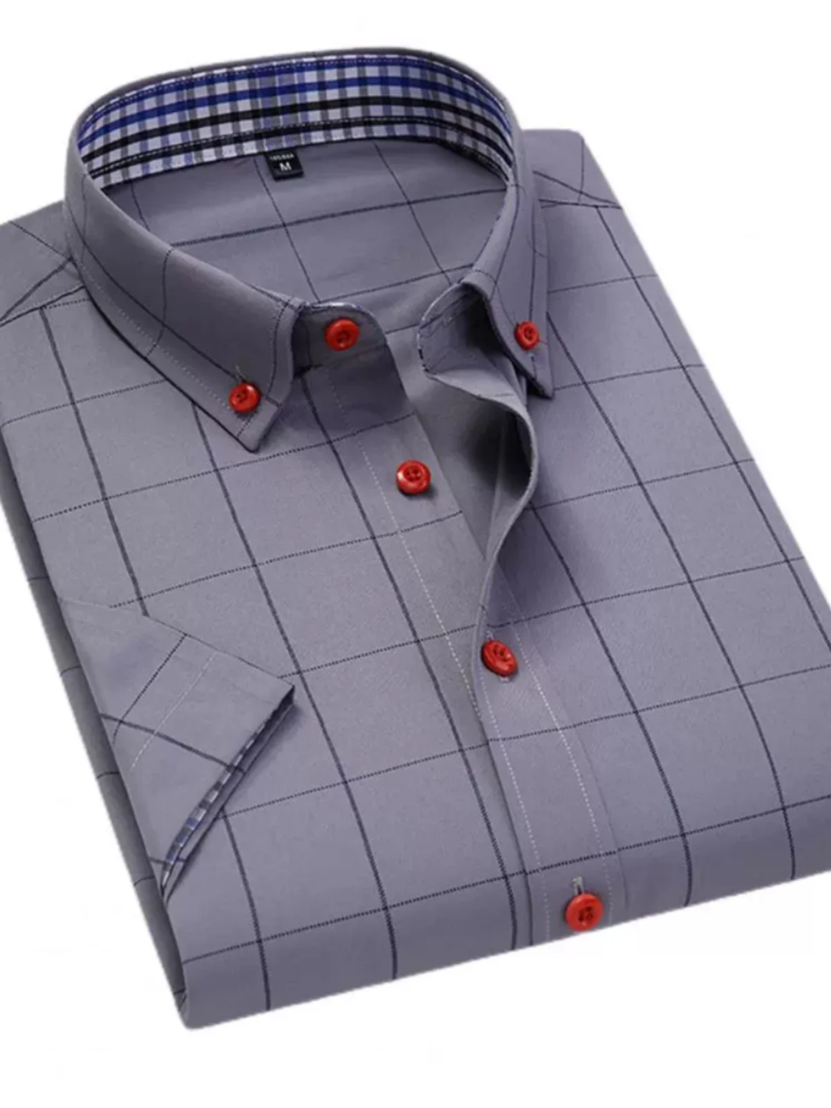 

Cheered Print ort Sve irt Отложной воротник Квадратный узор Летняя мода Slim Fit M Топ Другой материал 00%