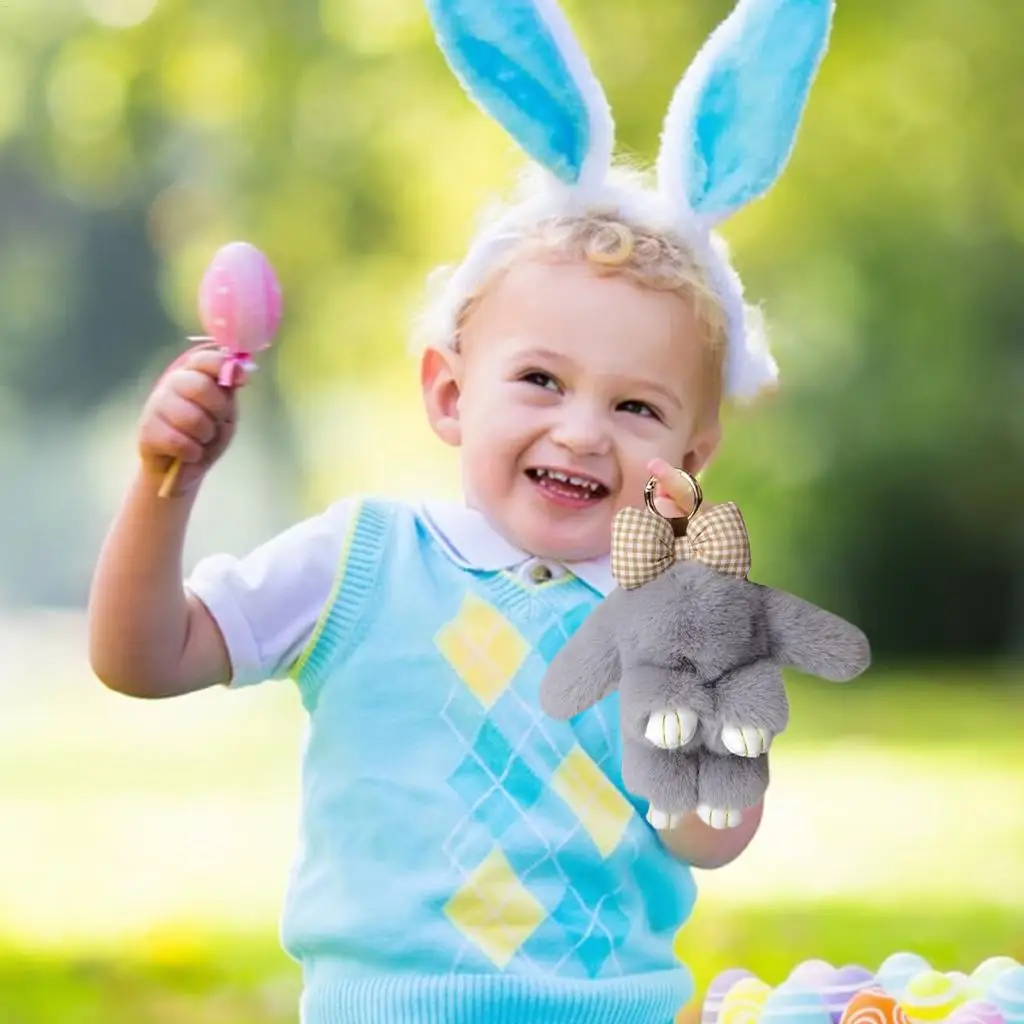 Coelho de pelúcia chaveiro longa orelha coelho mochila pingente de pelúcia chaveiro pingente colorido coelho pelúcia para decoração chave