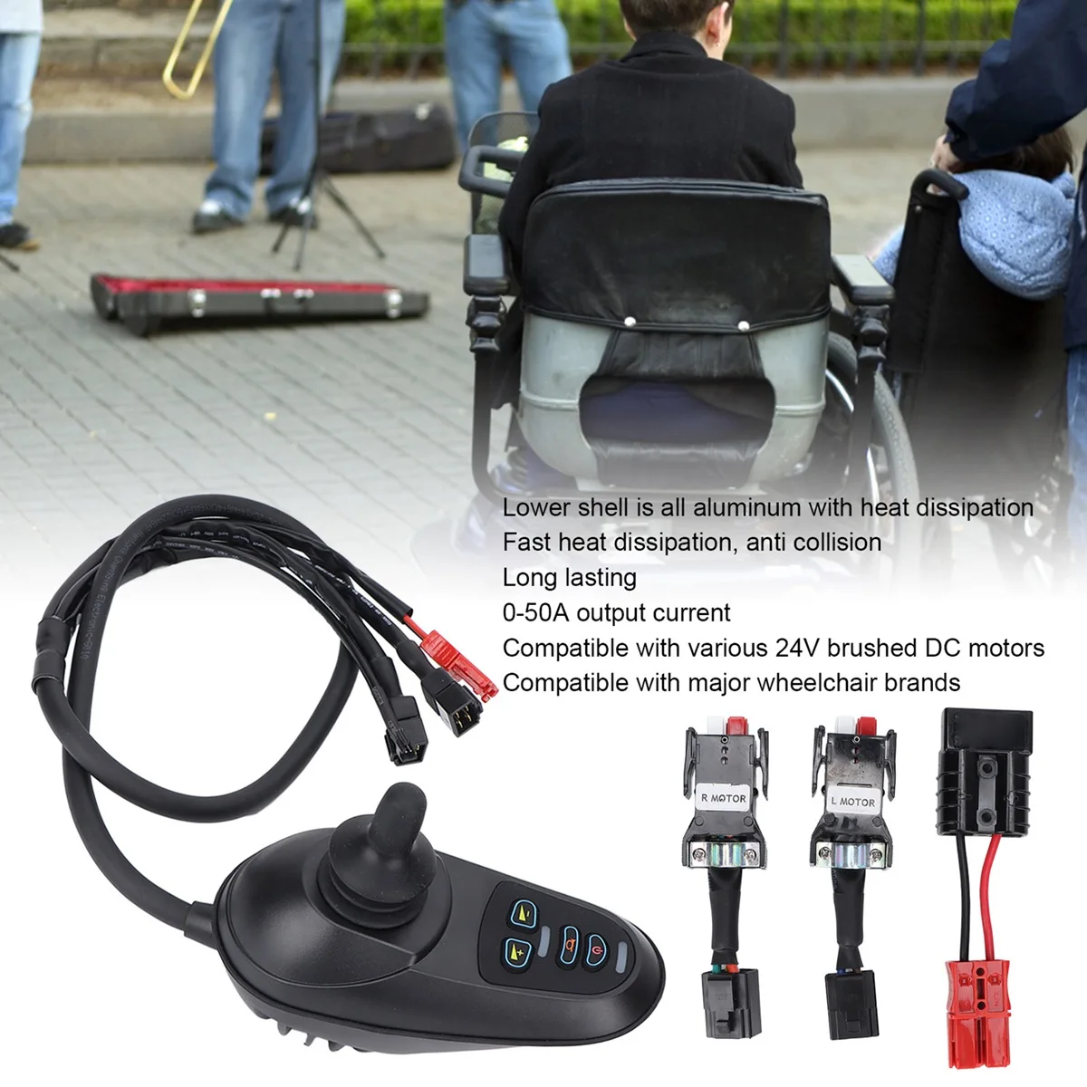 Electric Wheel Chair Joystick Controller Replacement Brushed 4P Joystick Controller with Brake Wheel Chair Controller