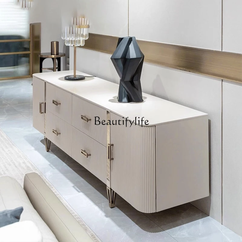 

03.American light luxury TV cabinet household living room integrated audio-visual cabinet modern simplicity