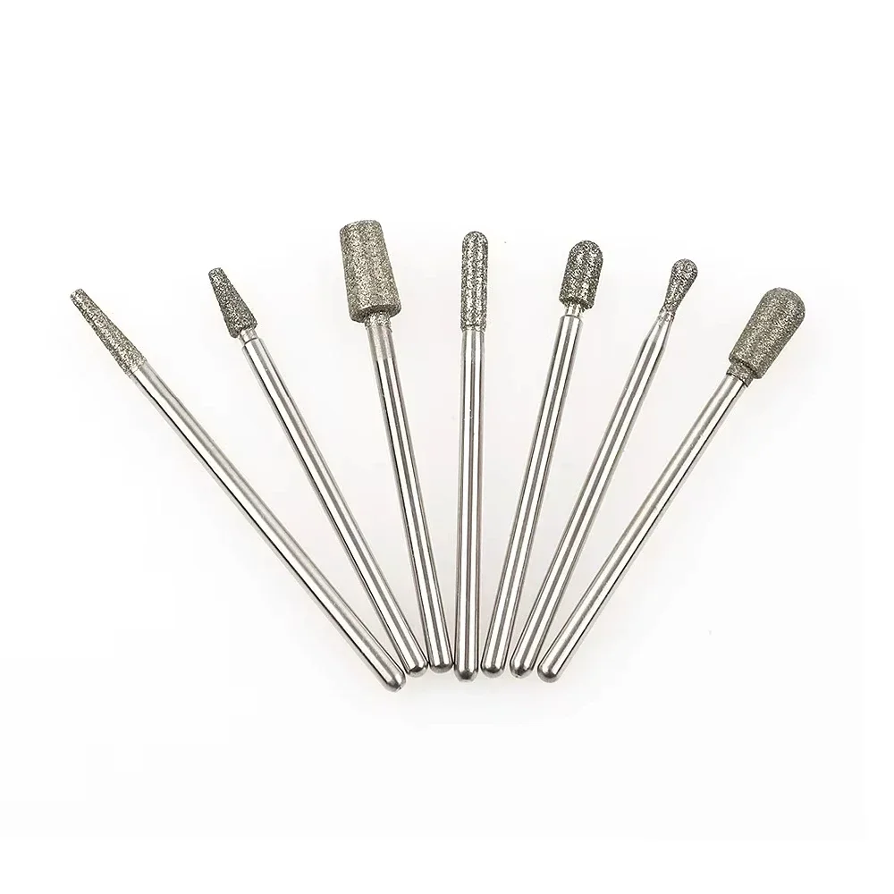 Diamond Grinding Burr Bit Set， Rotary Tool Accessories Stone Carving Set， Shank for Stone Ceramic Glass Carving, Grinding