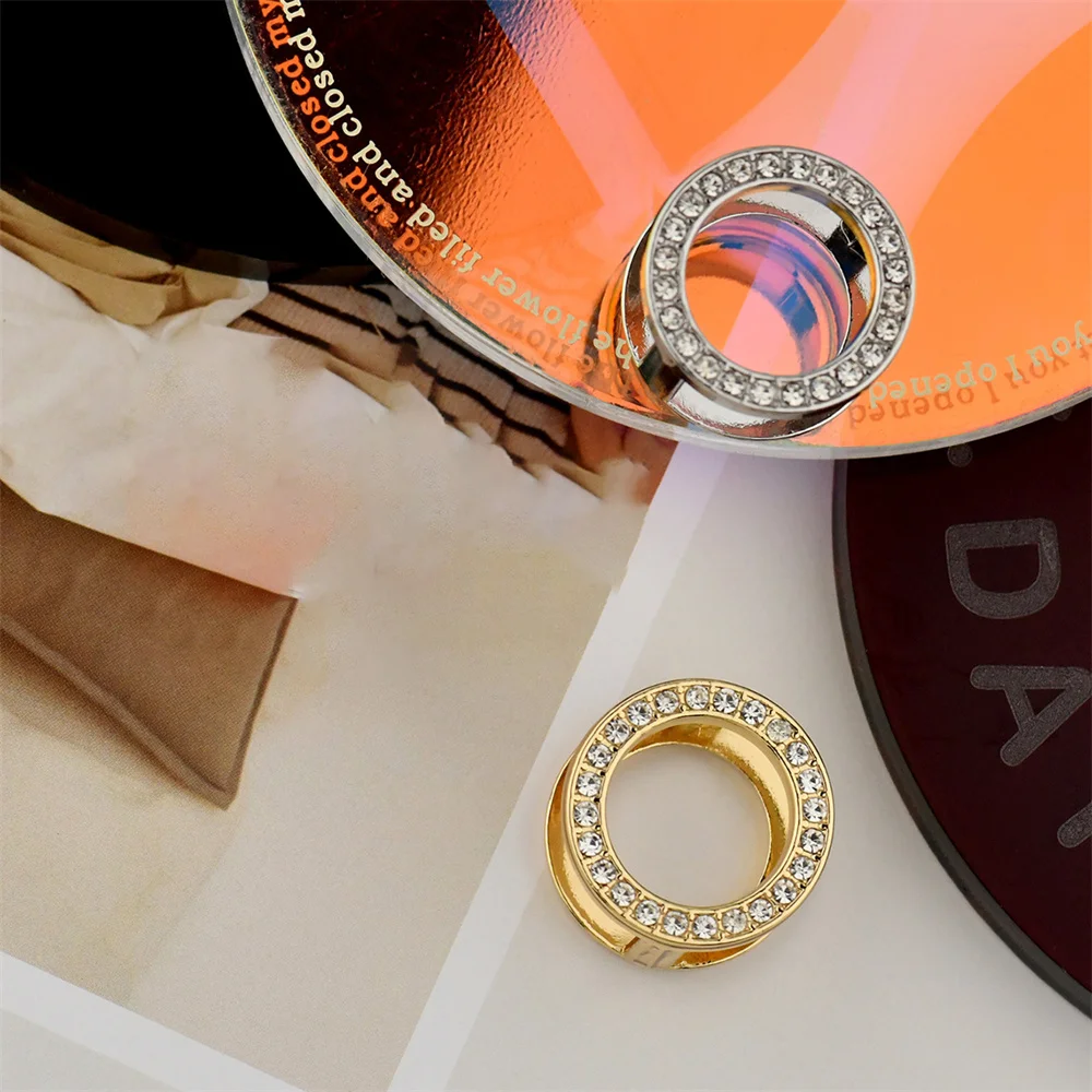 

Minimalism Hollow CZ Circle Ring For Women Scarf Buckle Clothes Corner Knot Button Clothing Decoration Accessories A Gift