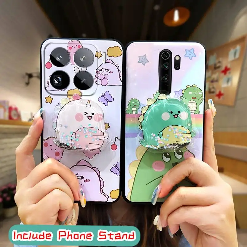 Simplicity Back Cover Phone Case For Xiaomi15 Pro/Mi15 Pro quicksand cute Soft Case Kickstand TPU Rotatable stand