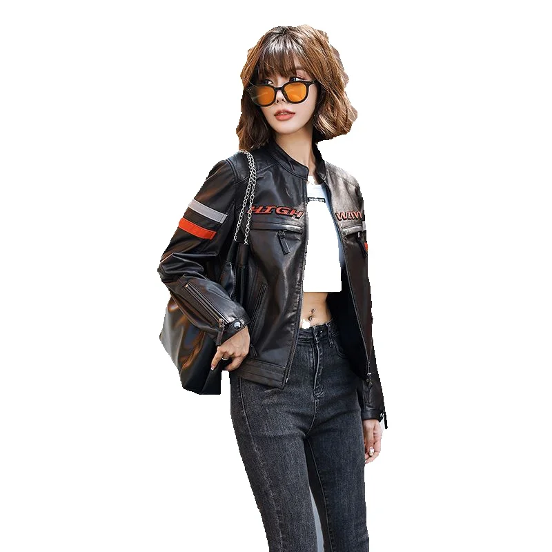 New Season Leather Jacket Motorcycle Short Style Cool And Trendy Leather Sheepskin Slimming Jacket Versatile