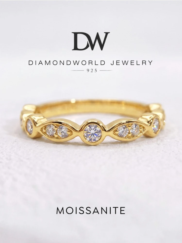 Echter Runder Moissanit-Diamant Marquise Runde Ringe für Frauen Jubiläum Hochzeit 925 Sterling Silber Edle Schmuckstücke – Detail 1