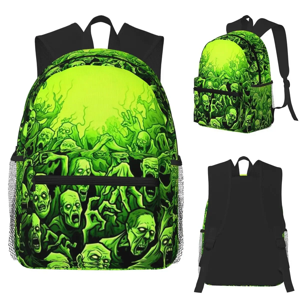 Ghost Skull Print Luminous Night Halloween Student Backpack School Bag Hiking Travel Daypack for Boys Girls Bookbag Shoulder Bag