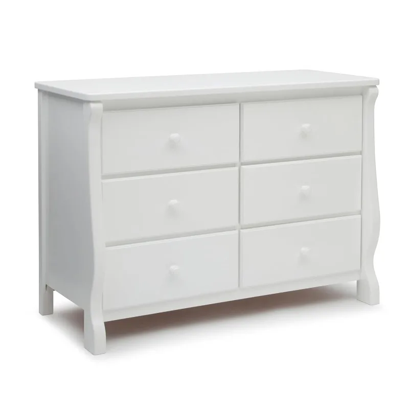 Universal 6 Drawer Dresser with Interlocking Drawers - Greenguard Gold Certified, White