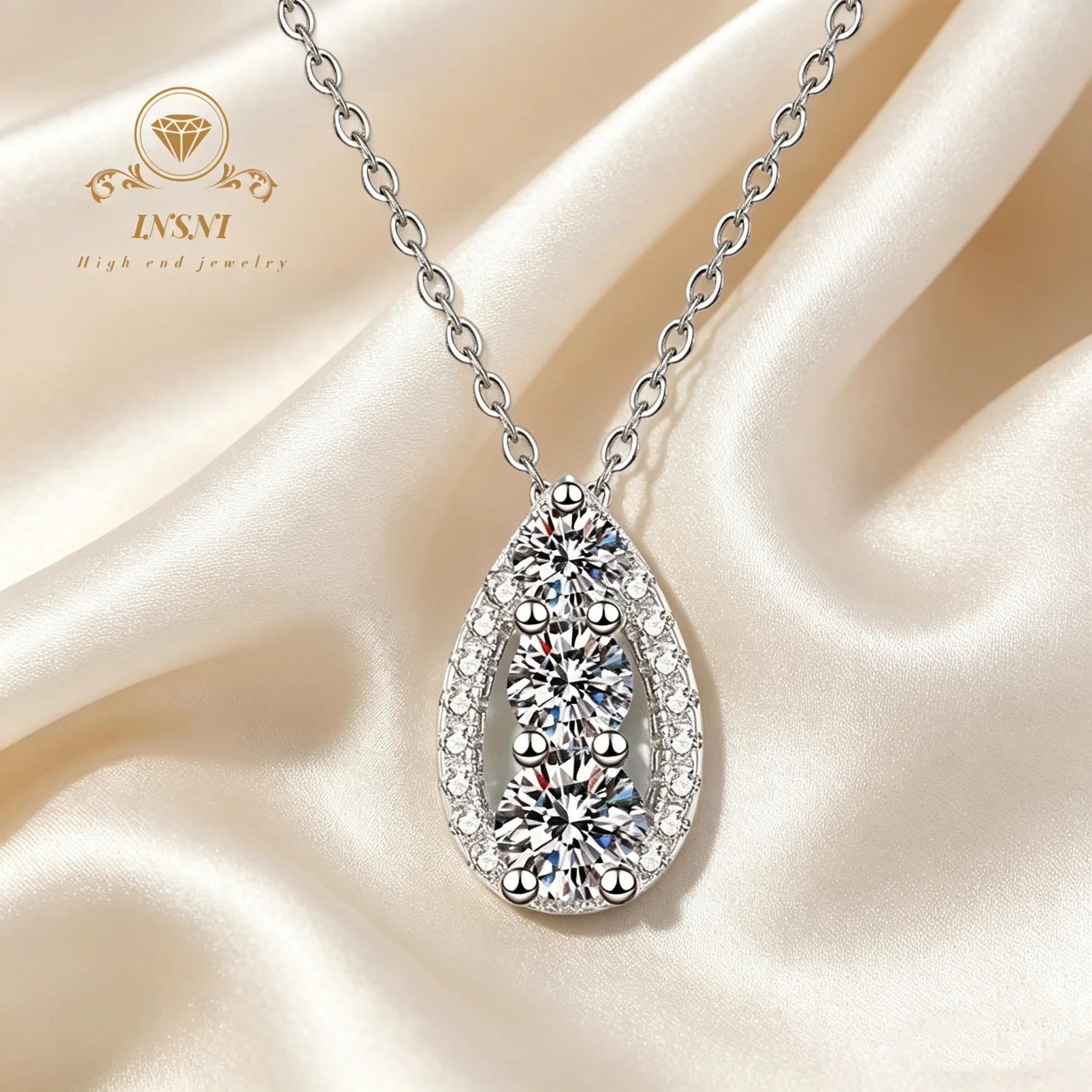 

Подвеска-капля из муассанита 0.6 карата, цвет D, серебро 925 пробы, модное ожерелье, женские украшения, сертифицированный подарок, гипоаллергенное