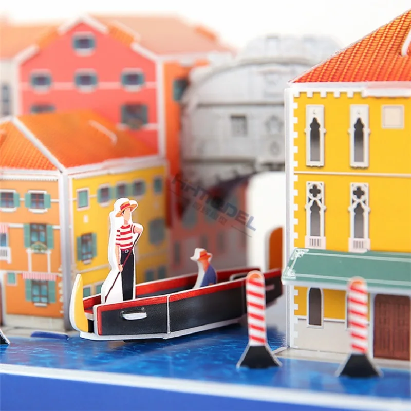 Italy Venice City Line Scenery Famous Build 3D Paper EPS Card Puzzle Building Model Toy Great Architecture Boy Girl Travel Gift