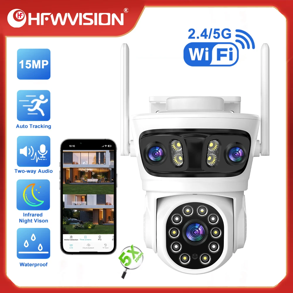 

HFWVISION 6MP outdoor WiFi camera automatic tracking multi screen PTZ security camera CCTV monitoring