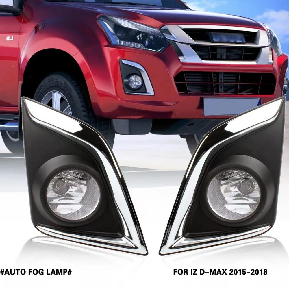 

July King Car Fog Lamp Assembly Kit compatible for Isuzu D-MAX 2015-2018, 4300K Halogen Fog Lamp Blub + Cover + Harness + Switch