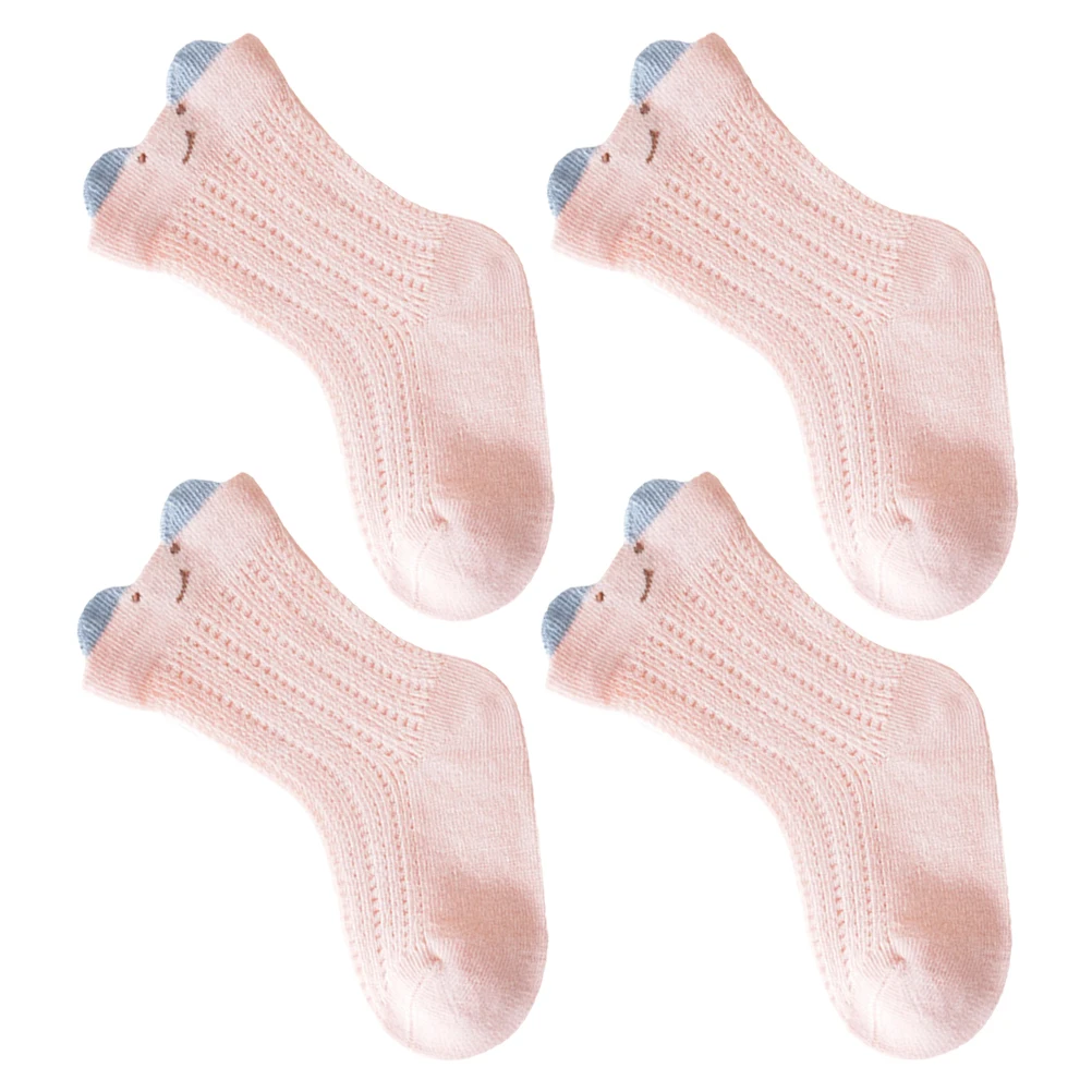 

4pcs Baby Newborns Summer Thin Mesh Toddler Cute Ear Breathable Mid Calf Socks 1-3 Years Boys Girls Infants Soft Kids Walking