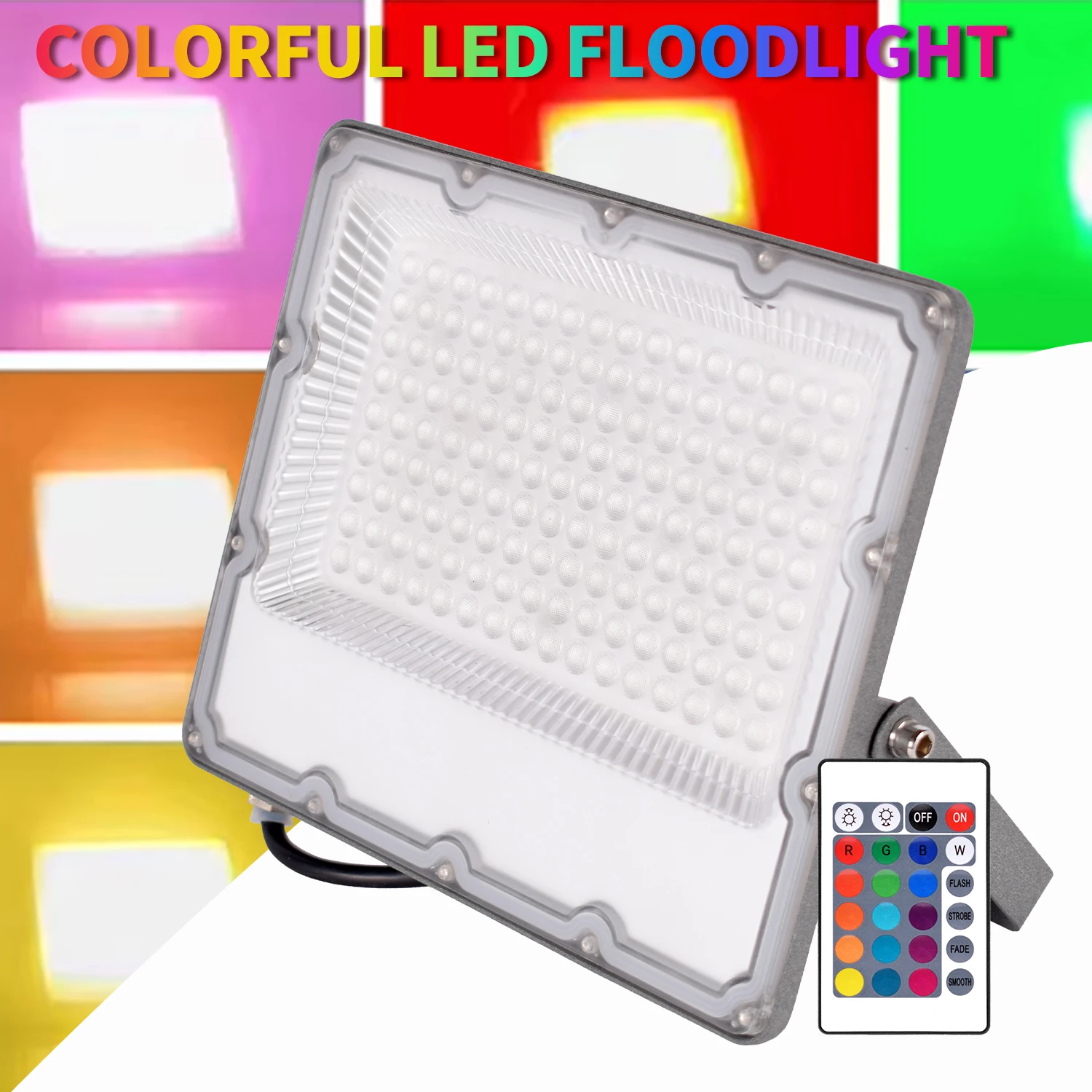 

LED Flood Light RGB Floodlight with Remote Portable Work Light Waterproof Floodlight With 12 Light Colors for Garden Party