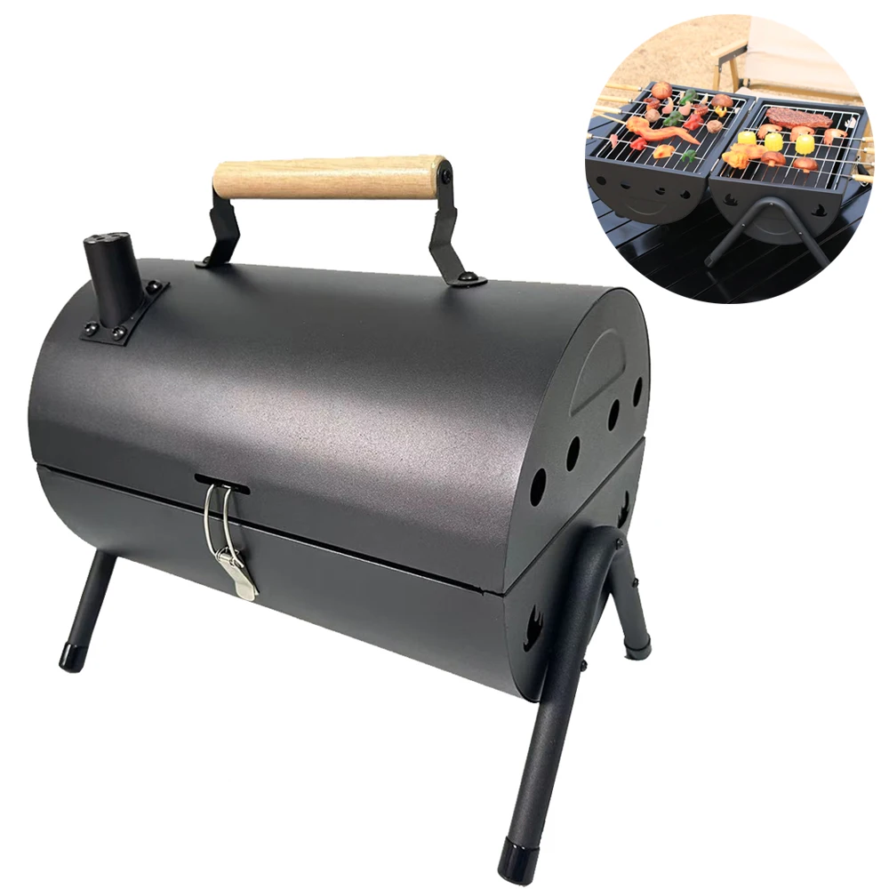 Portable Charcoal Grill Small Home BBQ Grill Tabletop Outdoor Barbecue Smoker for Outdoor Cooking Backyard Picnics Beach Camping